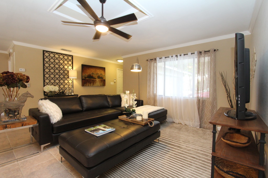 Ready for the new owners, this comfy sectional provides ample seating for everyone